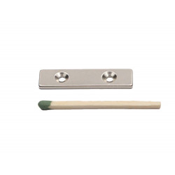 Ímã de neodímio bloco 40 x 10 x 2 mm c/ furos M3 - N42